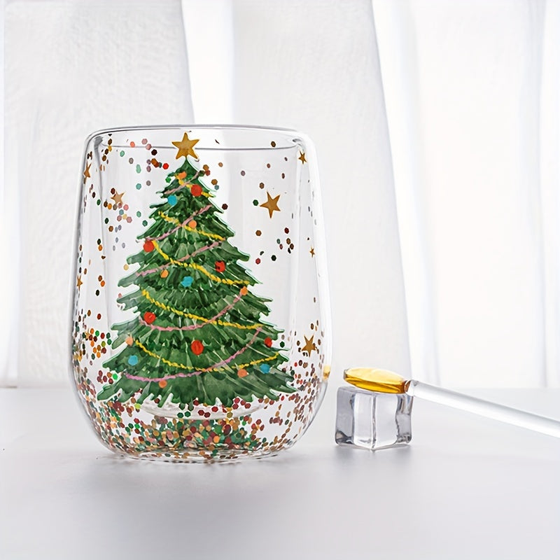 Glass Christmas Tree Water Cup Flowing Sequin Cartoon Water Cup