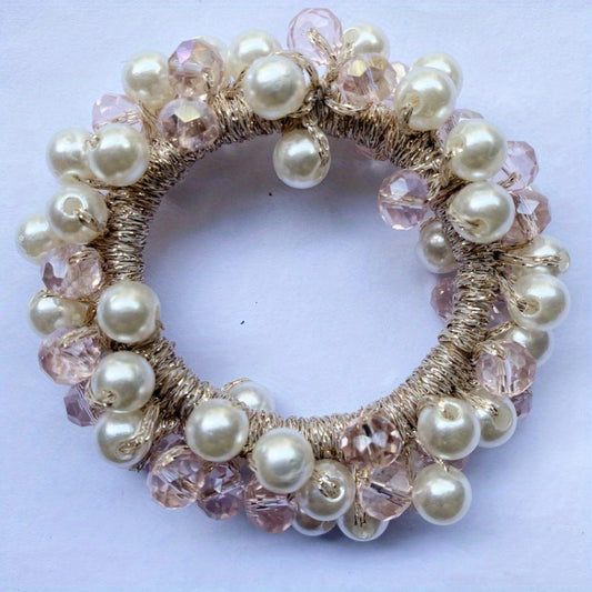 Faux Pearl Hair Tie Crystal Elastic Hair Rope Hair Ring Women's Hair Accessories