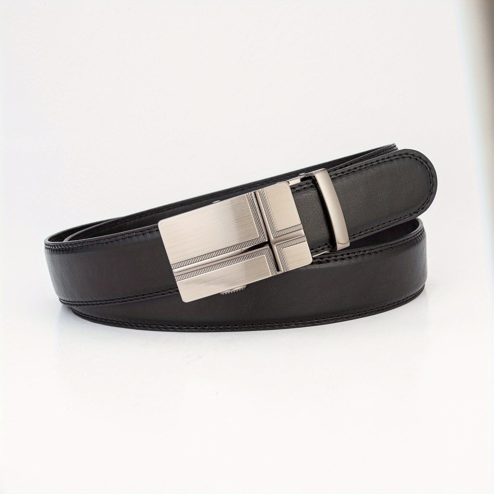 Men's Automatic Buckle PU Leather Belt Business Suit Waist Strap