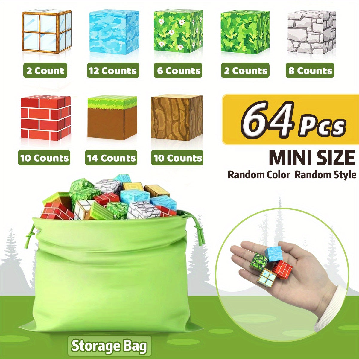 Magnetic Building Blocks 100pcs DIY 3D Puzzle Toy Creative Forest Home Decor