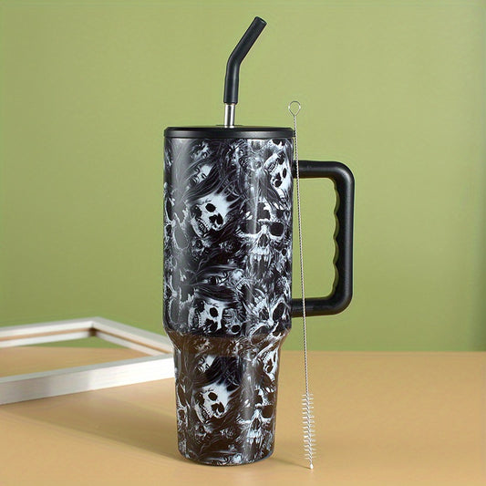 Halloween Tumbler 40oz Stainless Steel Thermal Water Bottle Horror Skull