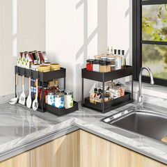 2 Tier Sliding Cabinet Basket Organizer Drawers