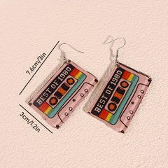 Y2K Music Tape Record Radio Dangle Earrings Acrylic Material