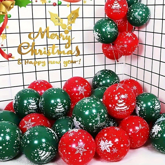 22pc Festive Latex Balloons Set Red Green Yellow for Holiday Party Decor