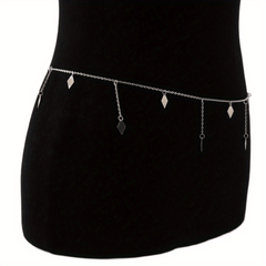 Rhombus Pendant Waist Chain Metal Belly Chain For Women