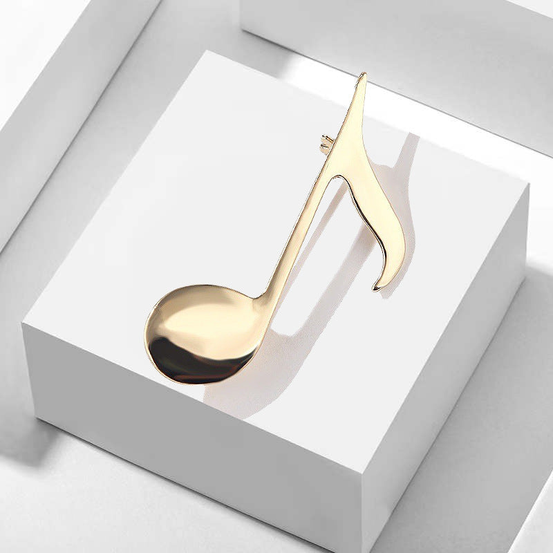 Golden Music Note Brooch Unisex Scarf Pin Jewelry