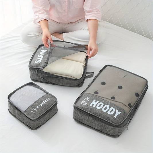 Gray Travel Storage Bag Luggage Sorting Storage Bag with Zipper