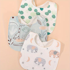3pcs Baby Feeding Drool Bibs Infant Cotton Soft Burp Cloths For Newborn
