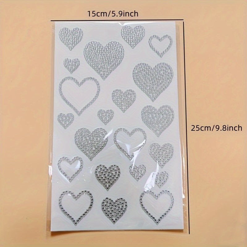 42pcs Heart Shaped Rhinestone Stickers for Christmas Window Car Decor 2 Sh
