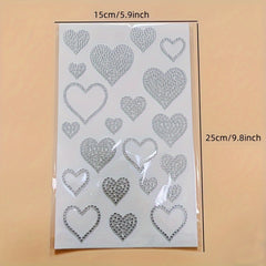 42pcs Heart Shaped Rhinestone Stickers for Christmas Window Car Decor 2 Sh