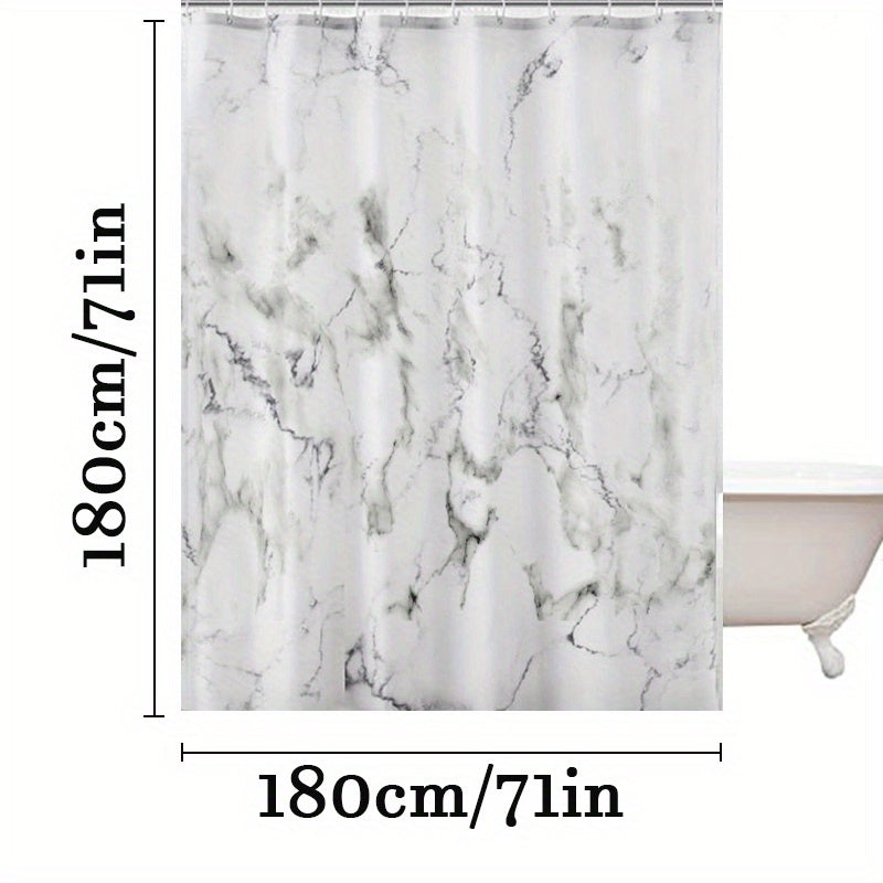 Marble Pattern Shower Curtain Waterproof Fabric Bath Curtain