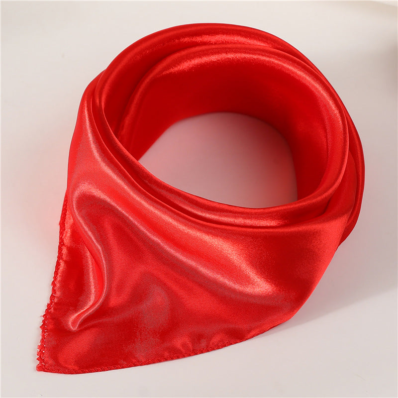 Small Square Satin Scarf Solid Casual Neckerchief Head Wrap Hair Accessories