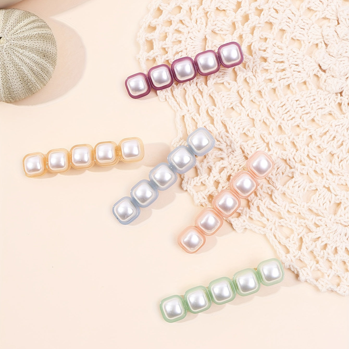 5pcs Faux Pearl Hair Clip Duckbill Clip Barrette Hair Slides Non Slip Decoration