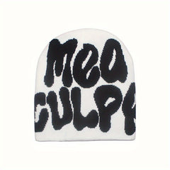 Double-sided Double-layer Knitted Hat Letter Jacquard Beanie