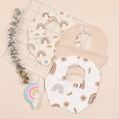 3pcs Muslin Crepe Cloth Baby Bibs 6 Layers With Snap Infinite Scarf Baby Bib