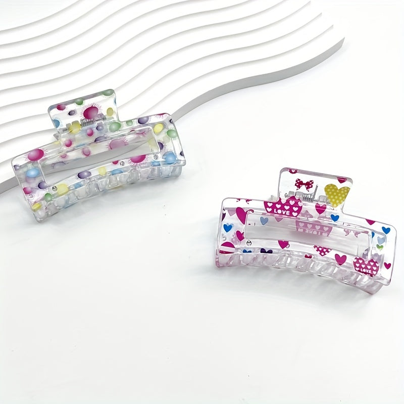 Fruit Printed Hair Claw Hollow Rectangle Nonslip Ponytail Holder
