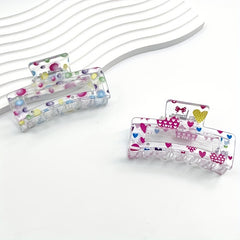 Fruit Printed Hair Claw Hollow Rectangle Nonslip Ponytail Holder