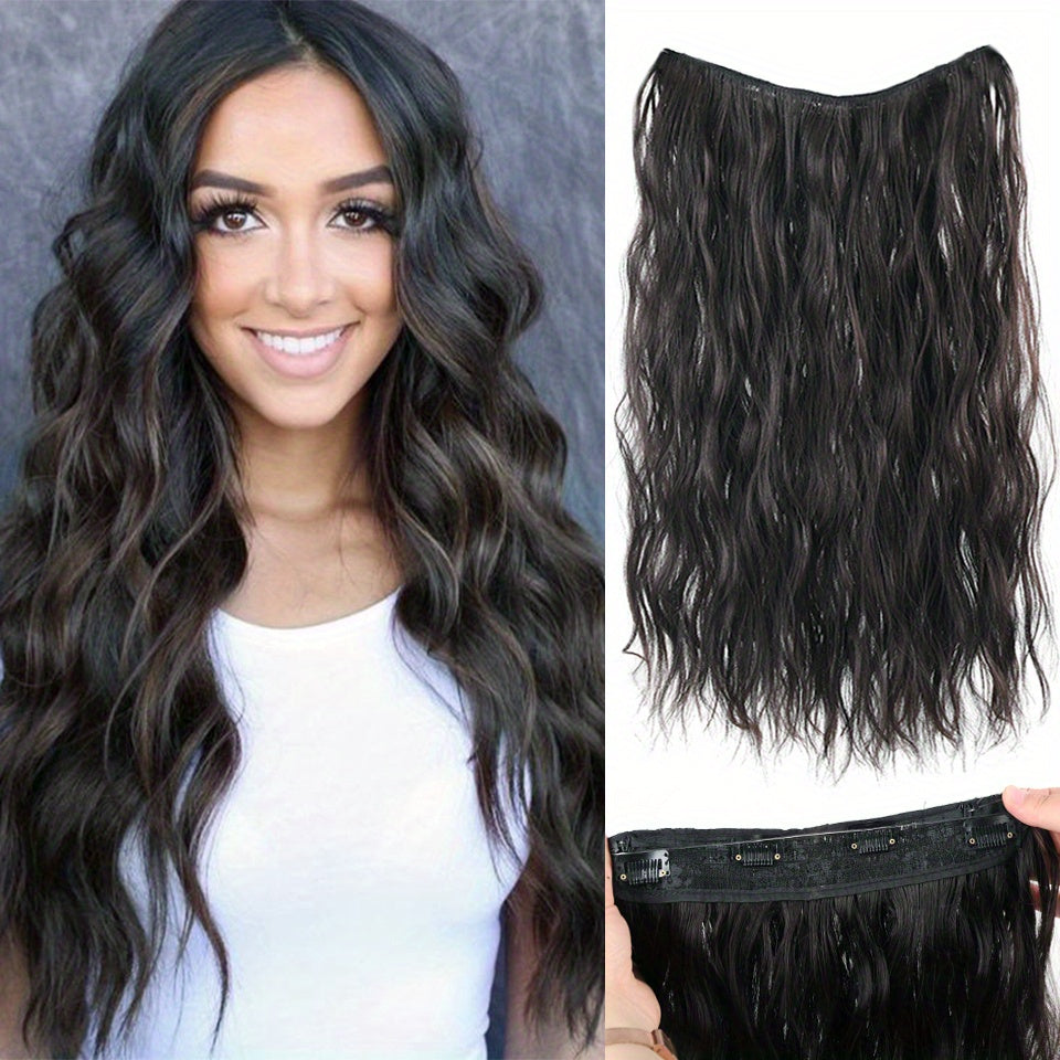 Invisible Wire Curly Hair Extensions Long Wavy Hairpiece