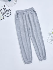 Girls Thermal Lined Fleece Elastic Waist Sweatpants