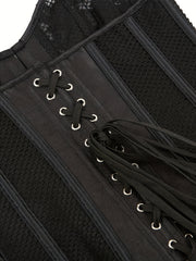 Mesh Strapless Corset Tummy Control Body Shaper Lace Up Slimmer Women's Lingerie