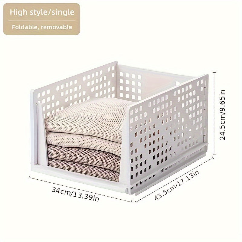 1pc Stackable Clothes Storage Box Folding Clothes Storage Basket