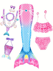 Mermaid Costume Swimsuit 3pc Set w/ Accessories Mermaid Princess Dress Up