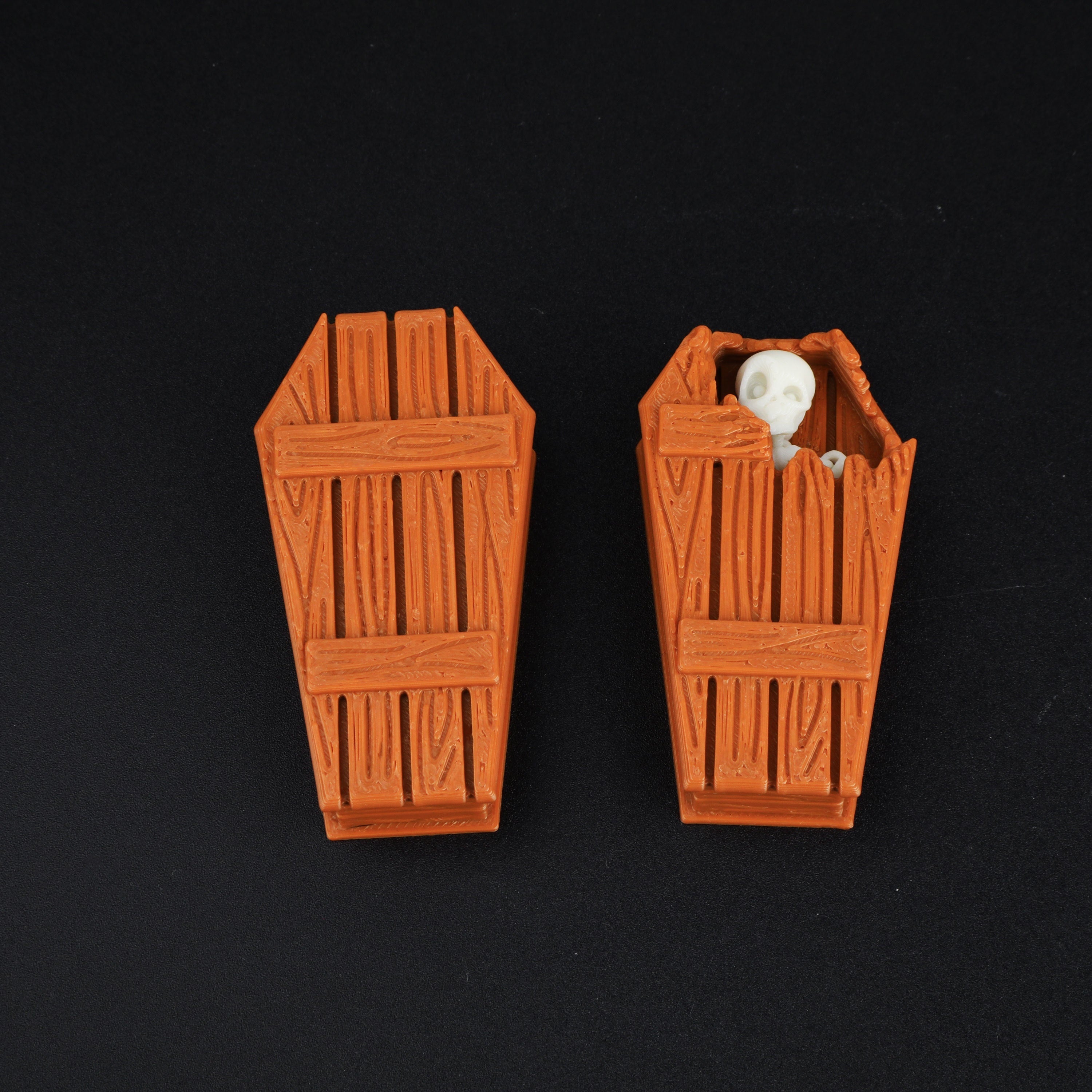 3DMAGIC Skeleton Miniatures 2pcs with Coffin Boxes Movable Joints