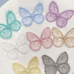 20pcs DIY Embroidered Butterfly Mesh Fabric Stickers Mixed Colors