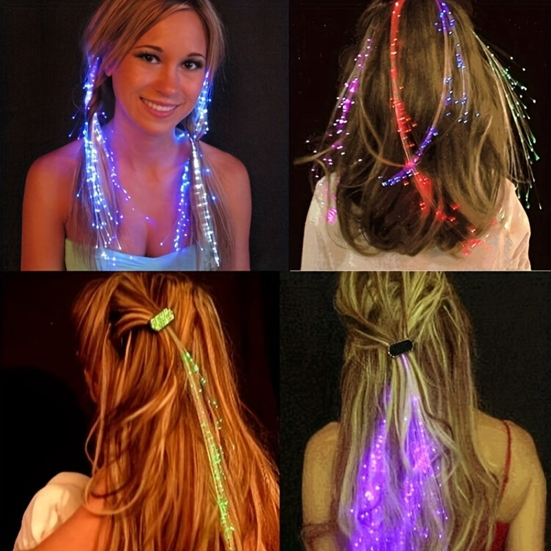 4pcs Glowing Butterfly Braids Fiber Optic Wigs with Hair Clips