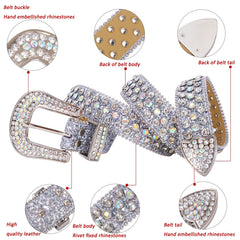 Western Rhinestone Belts Bling Crystal Studded Cowgirl Cowboy Strap