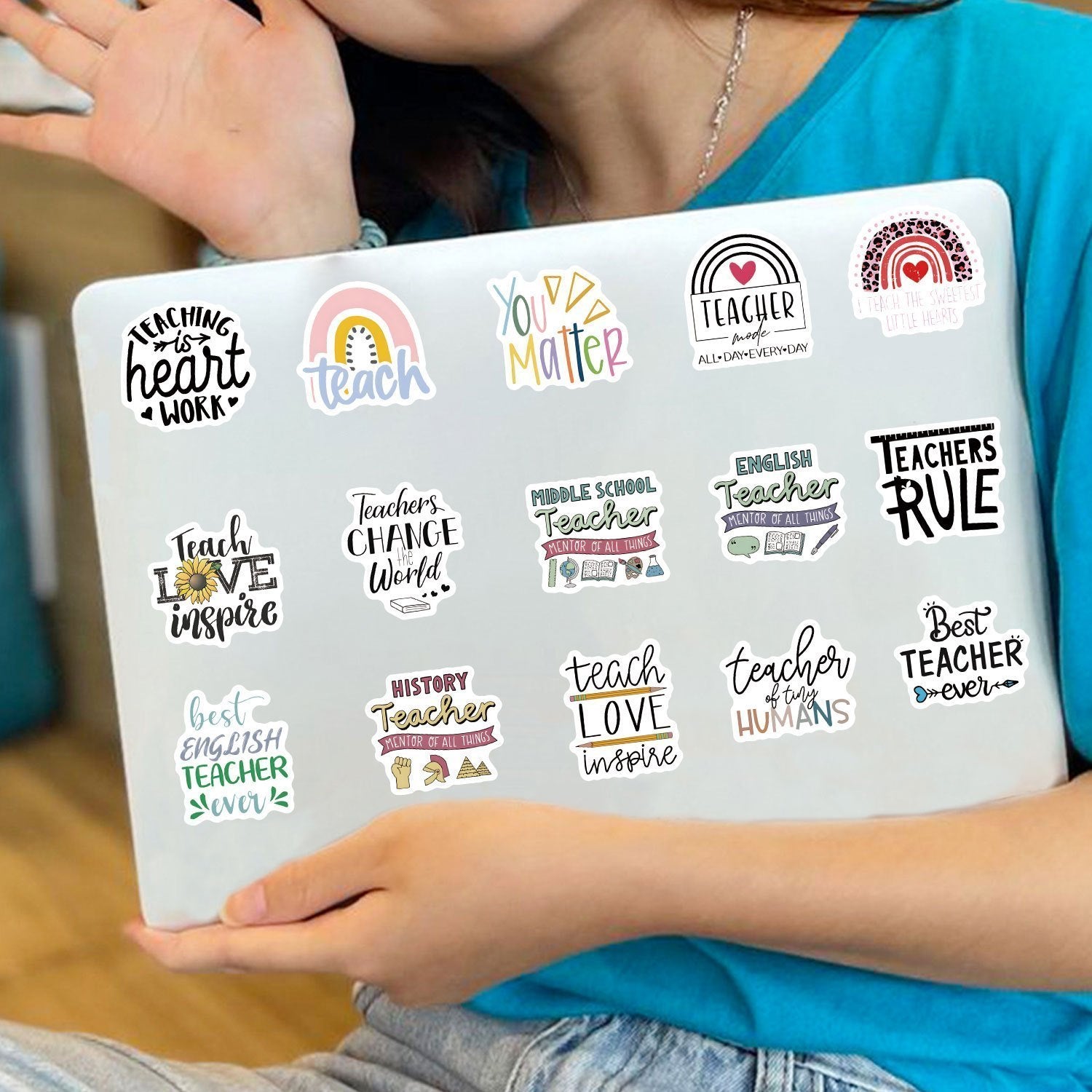 50pcs CACOMVE Teacher's Cartoon Graffiti Stickers Inspirational Decals