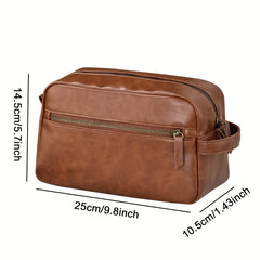 British Style Men's Cosmetic Bag Travel Toiletry PU Leather Bathroom Kit