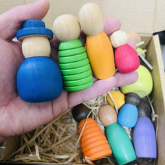12pcs Wooden Rainbow Figurines Colorful Statues Decorative Items