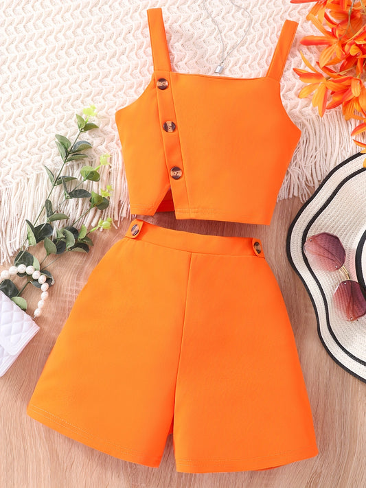Girls Sleeveless Top & Shorts Set for Vacation Outfit