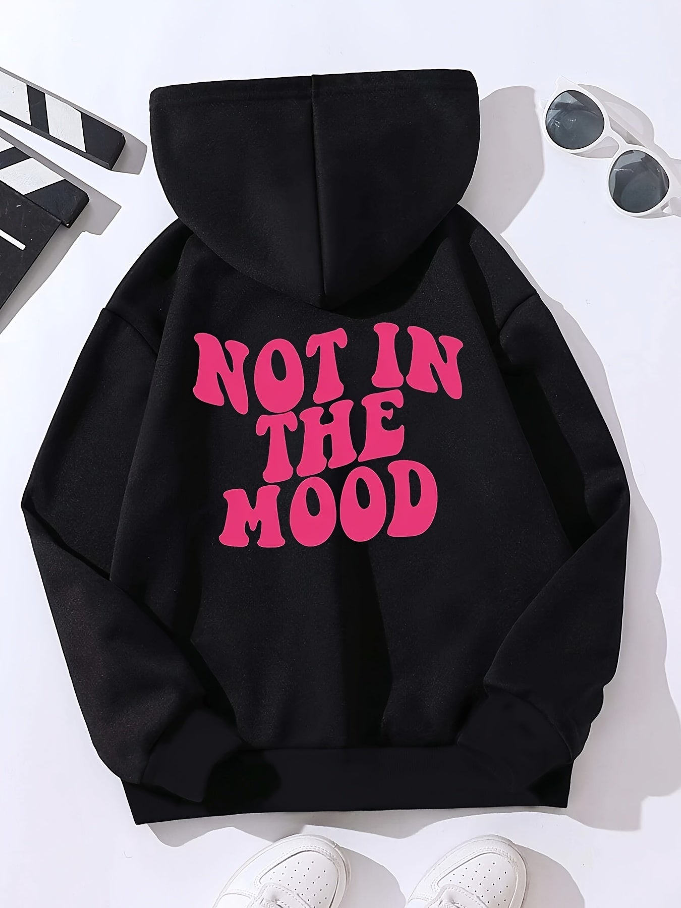 Butterfly Slogan Hooded Sweatshirt for Girls
