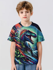 T Rex 3D Print Boy's Casual Tees Short Sleeve Crew Neck Comfy Versiable T shirt