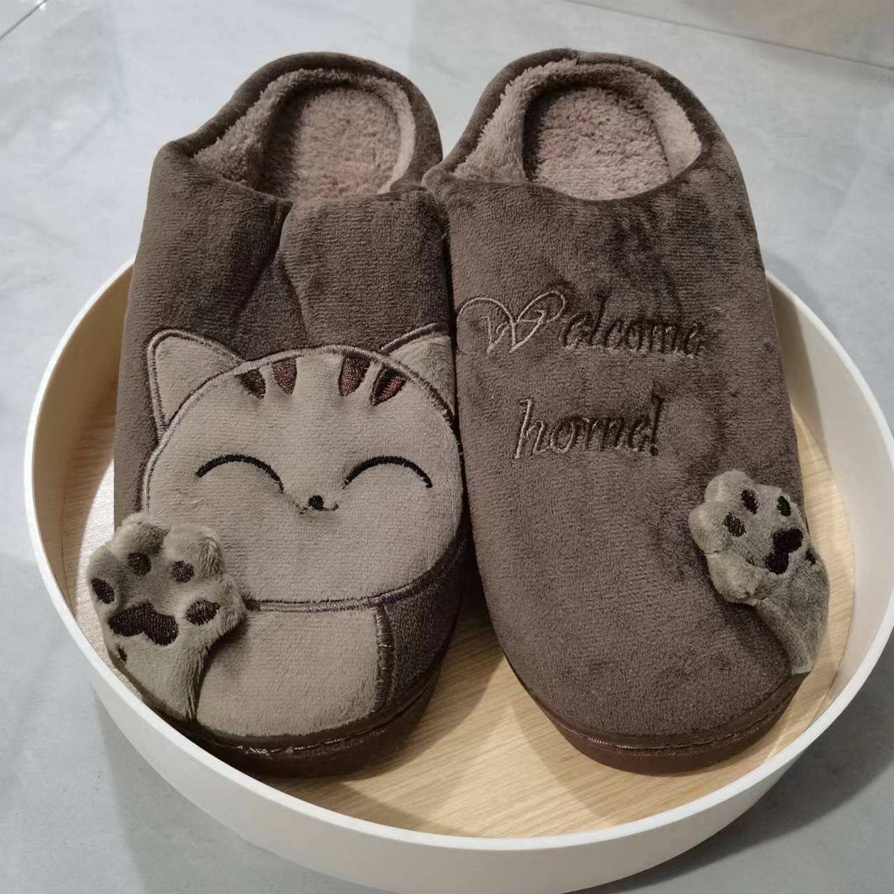 Women's Cat Plush Slippers Soft Sole Slides