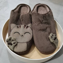 Women's Cat Plush Slippers Soft Sole Slides