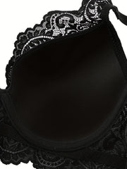 Lace Push Up Bra Breathable Scallop Trim Women's Lingerie