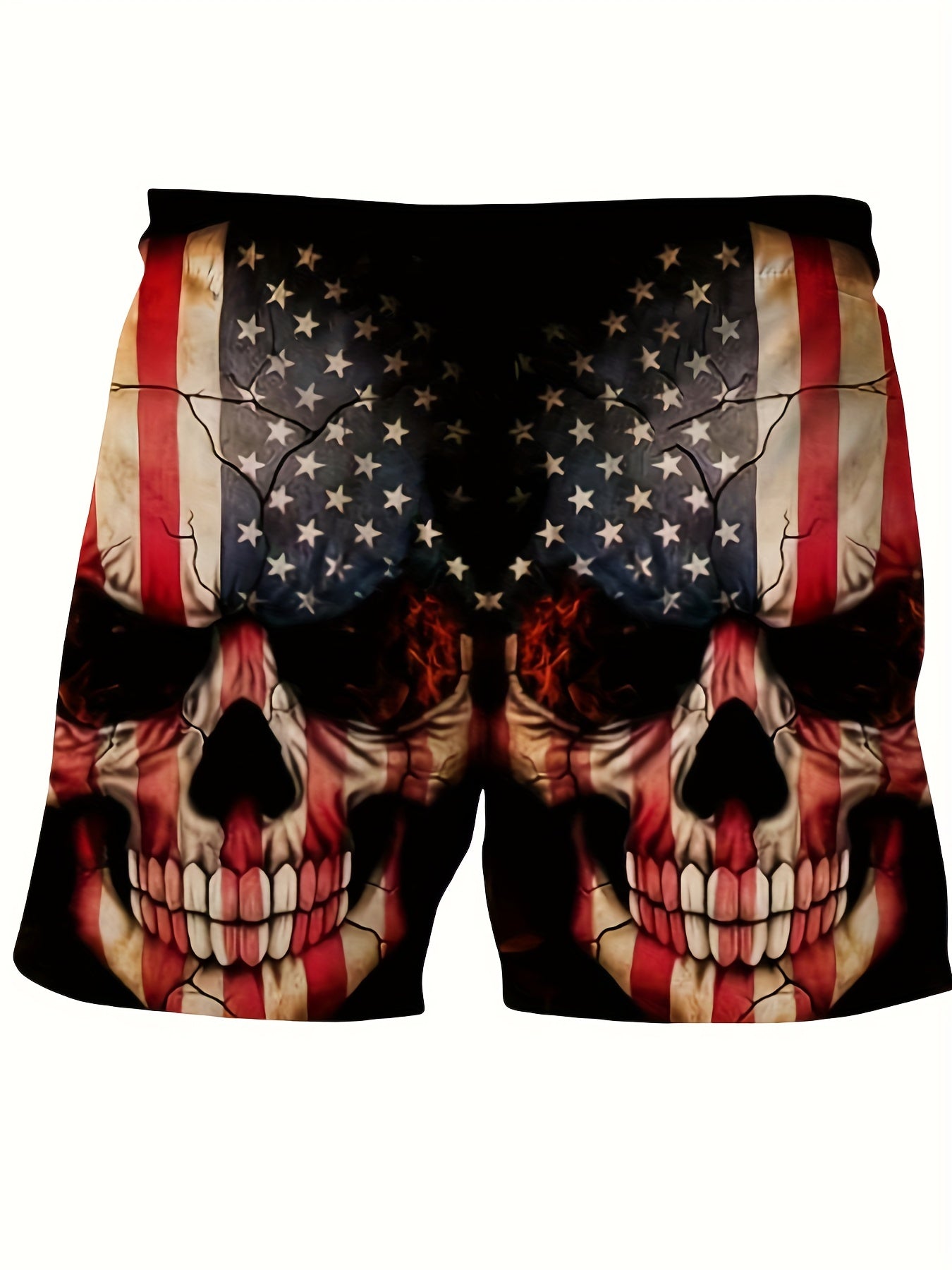Men's American Flag Skull Graphic Shorts
