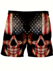 Men's American Flag Skull Graphic Shorts