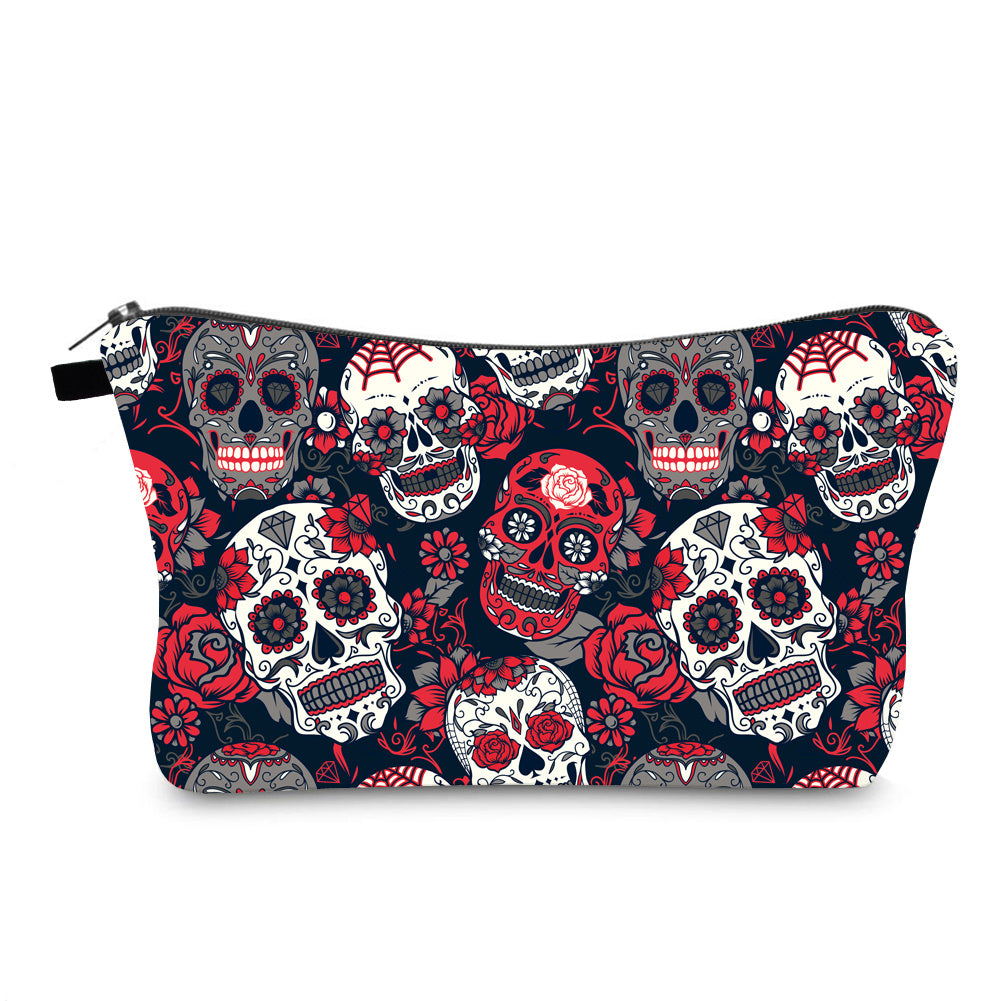 Sugar Skull Rose Makeup Bag with Coin Purses