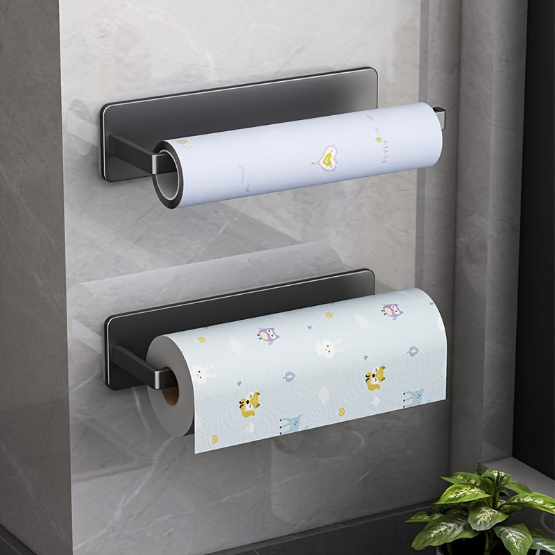 Kitchen Paper Towel Holder with Cabinet Roll Storage & Cling Film Rag Hanger