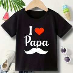 Boys I LOVE PAPA Top Short Sleeve T-shirt Casual Kids Summer Clothes