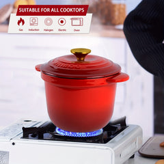Enameled Cast Iron Dutch Oven 18cm 2L Deep Stockpot