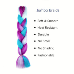 Three Tone Ombre Rainbow Jumbo Braiding Hair Extension for Twist Braiding
