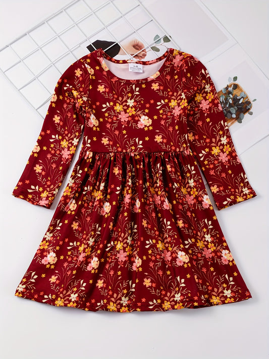 Floral Graphic Princess Dress for Toddlers Girls