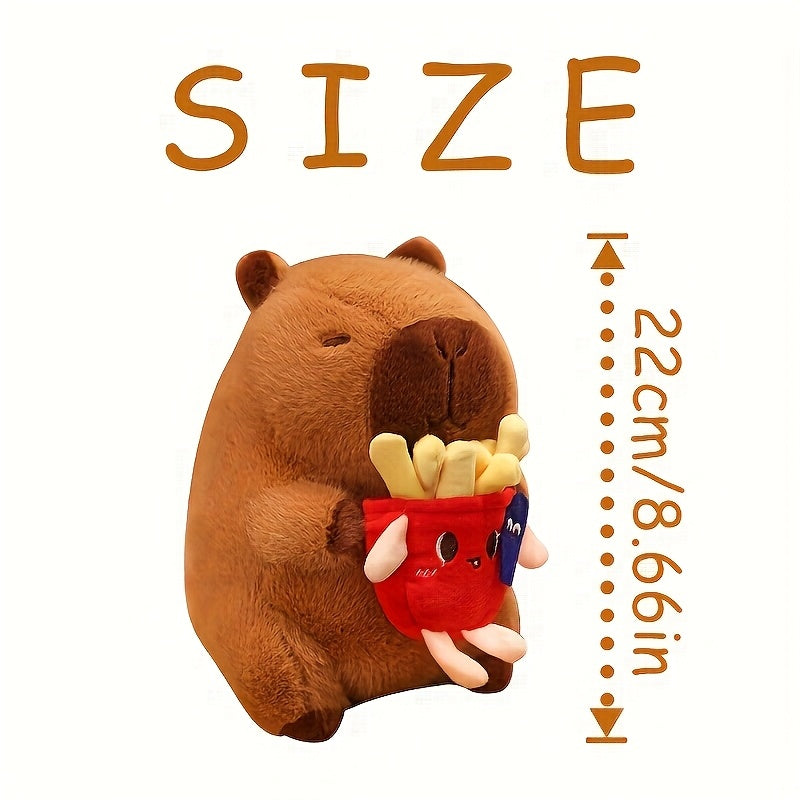 Capybara Plush Toy 8.66in Soft Stuffed Animal with French Fries & Cupcake