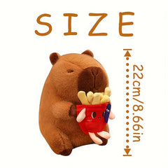Capybara Plush Toy 8.66in Soft Stuffed Animal with French Fries & Cupcake