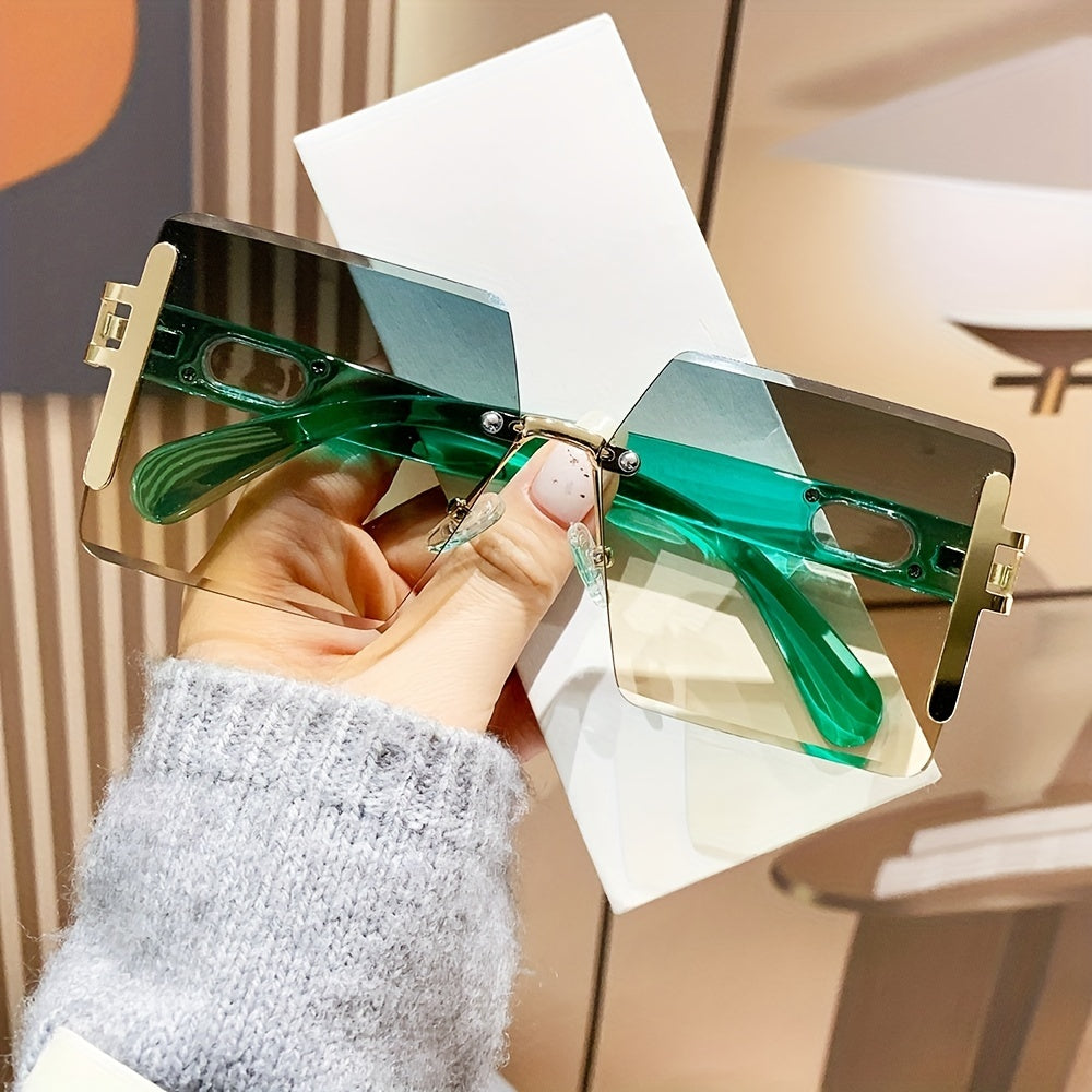 Square Rimless Sunglasses Y2K Summer Glasses